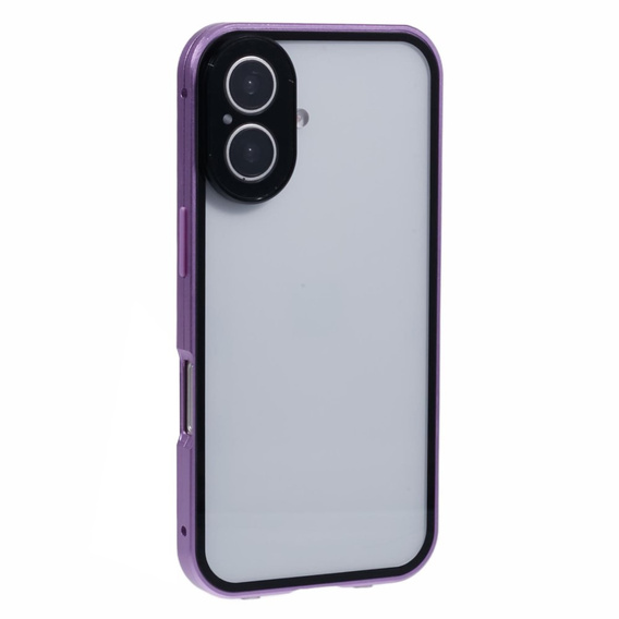 Etui do iPhone 16, Magnetic Dual Glass, fioletowe