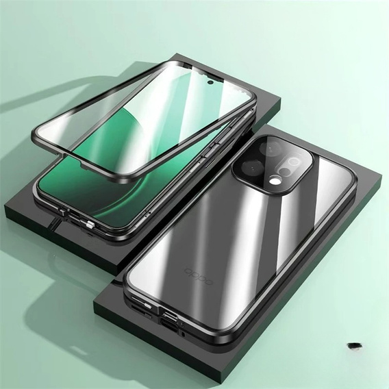 Etui do Oppo Reno 14, Magnetic Dual Glass, przezroczyste z czarnymi bokami