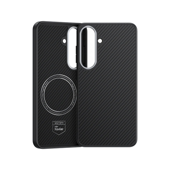 Etui BENKS Kevlar Armor PRO do Samsung Galaxy S25, Carbon Fiber 600D A043, do MagSafe, czarne