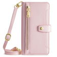 Etui z klapką do Motorola Moto G53 5G/ G23 4G/ G13 4G, Wallet Zipper Pocket, różowe