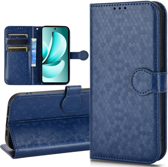 Etui Wallet Rhombus z klapką do Realme C71 – eleganckie i praktyczne, niebieskie