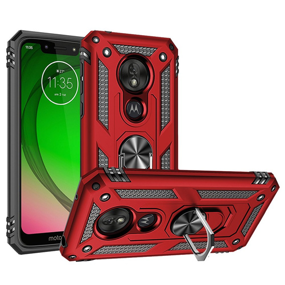 Etui pancerne do Motorola Moto G7 Power, Nox Case Ring, czerwone