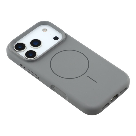 Etui silikonowe do iPhone 17 Pro Max, do MagSafe, antywstrząsowe, szare