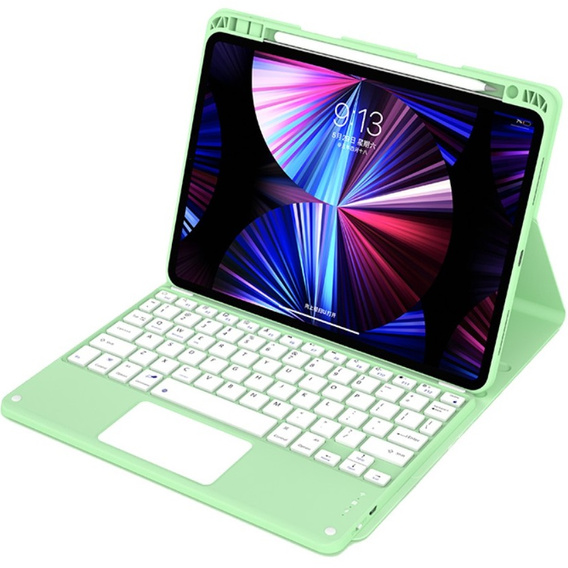 Etui z klawiaturą do iPad Air 10.9" 2022/2020 (5/4 gen.), Touchpad, zielone