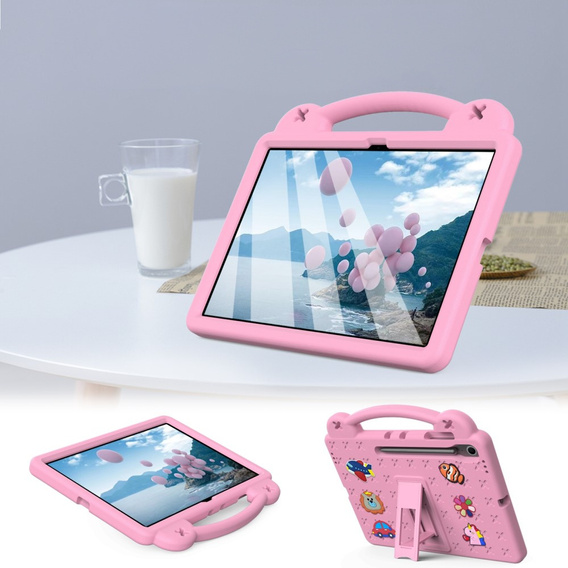 Etui ochronne z pianki EVA do Samsung Galaxy Tab S10 FE+ – dziecięce, z podstawką i uchwytem - różowe