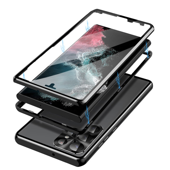 Etui do Samsung Galaxy S23 Ultra, Magnetic Dual Glass, czarne