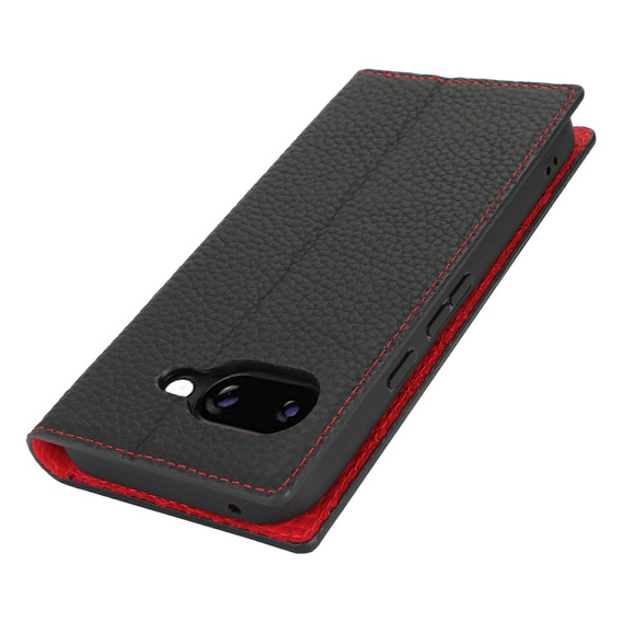 Etui z klapką do Google Pixel 9A, Litchi Skin Grain, czarne