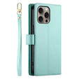 Etui z klapką do iPhone 16 Pro Max, Wallet Zipper Pocket, zielone