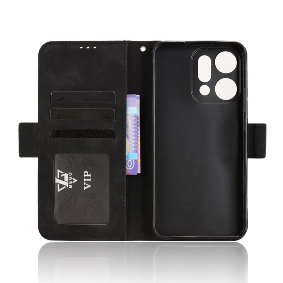 Etui z klapką do Oppo Reno 14, Card Slot, portfelowe, czarne