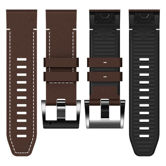 Pasek Skórzany Quickfit do zegarków Garmin Fenix 5X/6X/6X PRO/7X, Kawowy