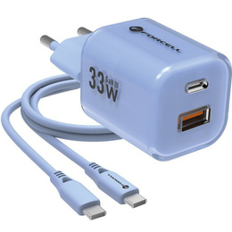 Ładowarka sieciowa Forcell VT-41 GaN III Crystal Color 33W – niebieska + kabel USB-C