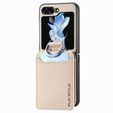 Etui do Samsung Galaxy Z Flip7 FE / Z Flip6, Card Slot Ring Case, beżowe