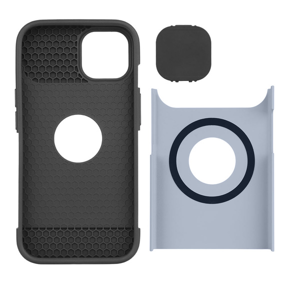 Etui ERBORD MagSafe Cam Slider do iPhone 13 / iPhone 14, niebieskie + Szkło na ekran
