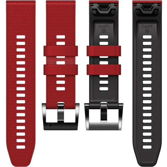 Pasek Silikonowy do Garmin Fenix 5/6/7 Forerunner 965/955/945/935 22mm, Czerwony / Czarny