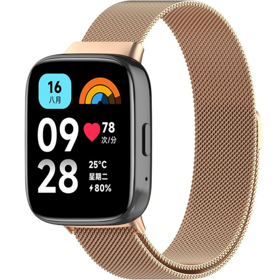 Pasek Bransoleta Milanese do Xiaomi Redmi Watch 3 Active, Różowa Rose Gold