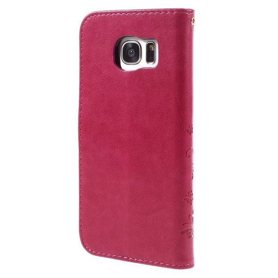 Etui z klapką do Samsung Galaxy S7 Edge, Butterfly, różowe