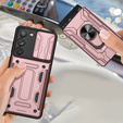 Etui pancerne do Samsung Galaxy S23, Camera Slide Card Slot, różowe rose gold