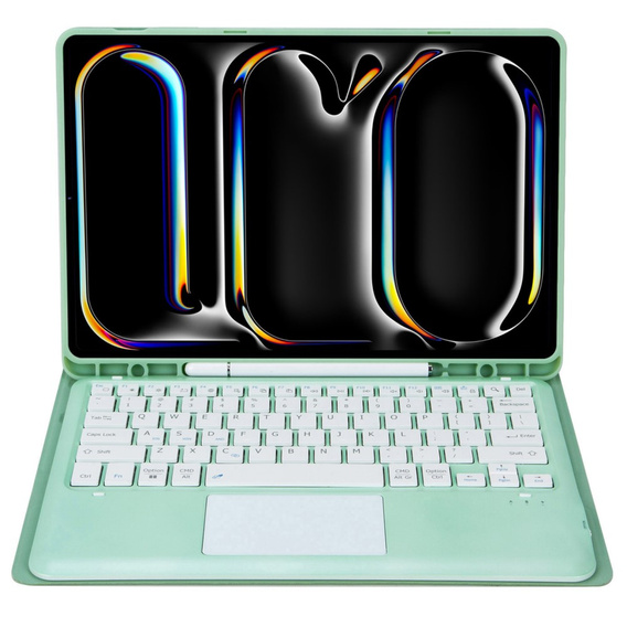 Etui z klawiaturą do iPad Pro 13" 2024 (7 gen.), Leather Pen Slot TouchPad, jasnozielone
