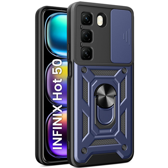 Etui pancerne do Infinix Hot 50 4G, CamShield Slide, niebieskie