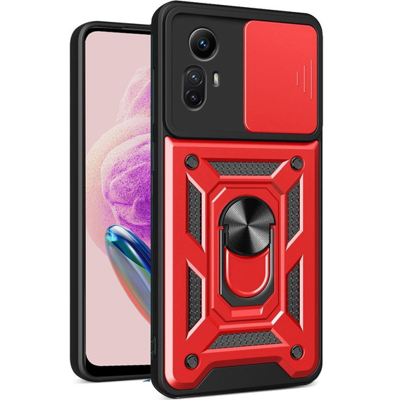 Etui pancerne do Xiaomi Redmi Note 12S 4G, CamShield Slide, czerwone