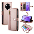 Etui z klapką do Realme 14 Pro+ 5G, Wallet Zipper Pocket, różowe