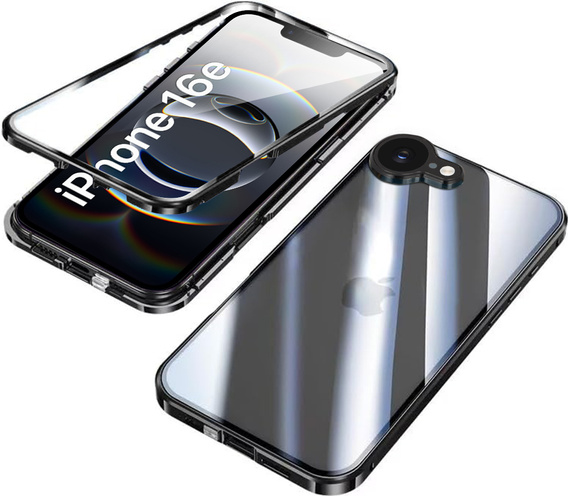 Etui do iPhone 16E, Magnetic Dual Glass, czarne