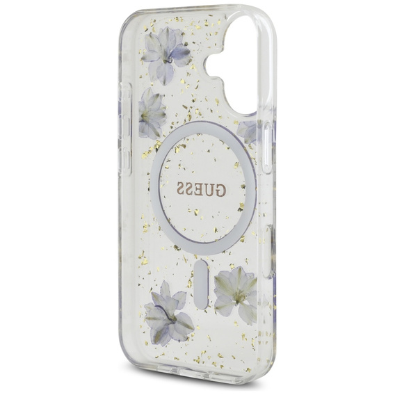 Etui GUESS HC MagSafe Resin Flowers and Glitter do iPhone 16