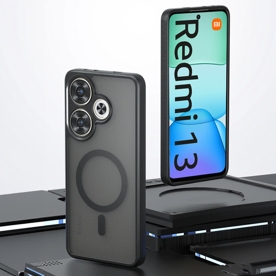 Etui do Xiaomi Redmi 13 4G, do MagSafe, ERBORD Matt Case, czarny + Szkło na ekran