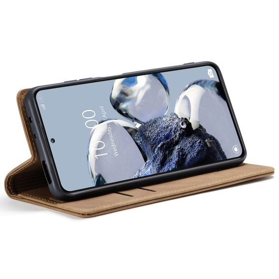Etui CASEME do Xiaomi 12T / 12T Pro, Leather Wallet Case, brązowe