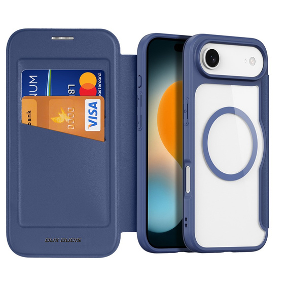 Etui Dux Ducis do iPhone 17 Air, Skin X Pro,  z klapką, do MagSafe, granatowe