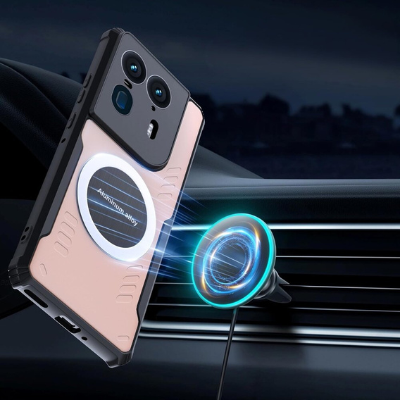 Etui do Motorola Edge 50 Ultra, z blaszką magnetyczne, przezroczyste / czarne