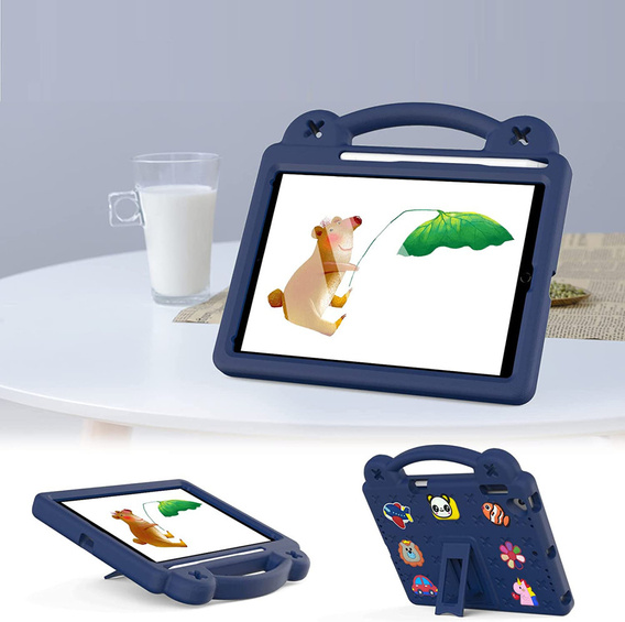 Etui do iPad 9.7" 2018/2017 (6/5 gen.) / Pro 9.7" 2016, Cute Patterns, z podstawką, Granatowe