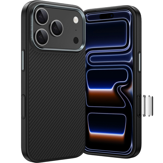 Etui BENKS Kevlar Armor PRO Carbon Fiber 600D A070 do MagSafe z aktywnym przyciskiem do iPhone 17 Pro Max