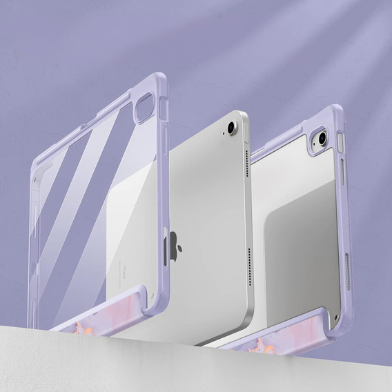 Etui do iPad 11" 2025 A16 (11 gen.) / iPad 10.9" 2022 (10 gen.), Smartcase Hybrid, z miejscem na rysik, Marble fioletowe