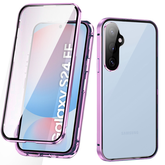 Etui do Samsung Galaxy S24 FE, Magnetic Dual Glass, fioletowe