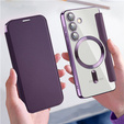 Etui z klapką do Samsung Galaxy S24+ Plus, RFID Wallet MagSafe z ochroną aparatu, fioletowe