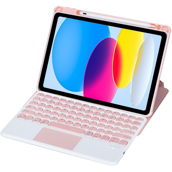 Etui z klawiaturą do iPad 11" 2025 A16 (11 gen.) / iPad 10.9" 2022 (10 gen.), Rotary 360° Leather Touchpad, różowe rose gold