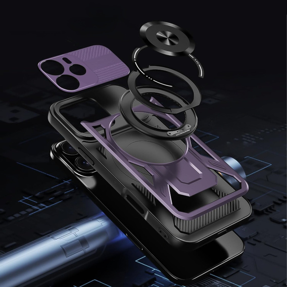 Etui Pancerne z Podstawką do Xiaomi Redmi Note 14 4G – Fioletowe