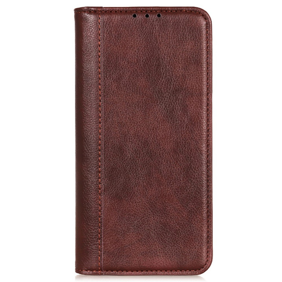 Etui do Samsung Galaxy S24, Wallet Litchi Leather, brązowe