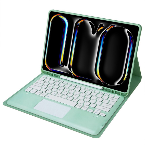 Etui z klawiaturą do iPad Pro 13" 2024 (7 gen.), Leather Pen Slot TouchPad, jasnozielone