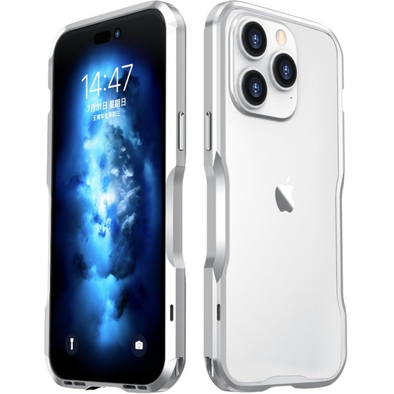 Etui LUPHIE do iPhone 14 Pro Max, Armor Bumper, srebrne