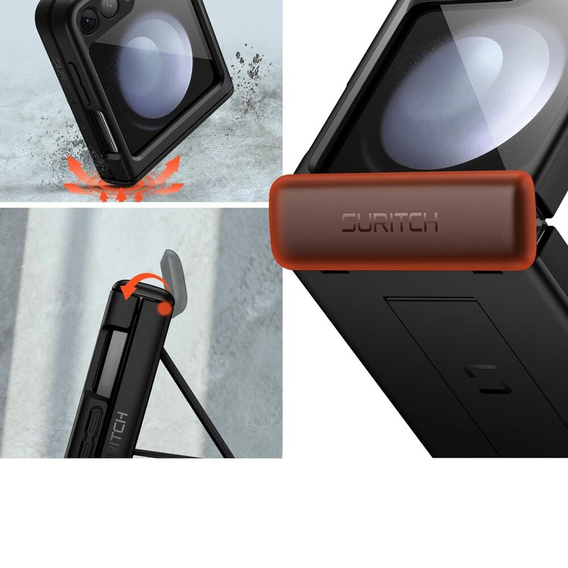 Etui do Samsung Galaxy Z Flip 5, Suritch Full Body, czarne