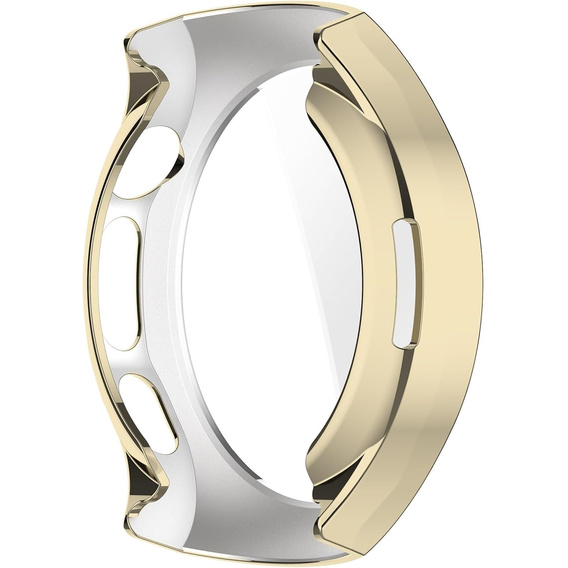 2w1 Etui silikonowe z osłoną ekranu do Huawei Watch 5 42mm – lekka ochrona wyświetlacza i boków - złote