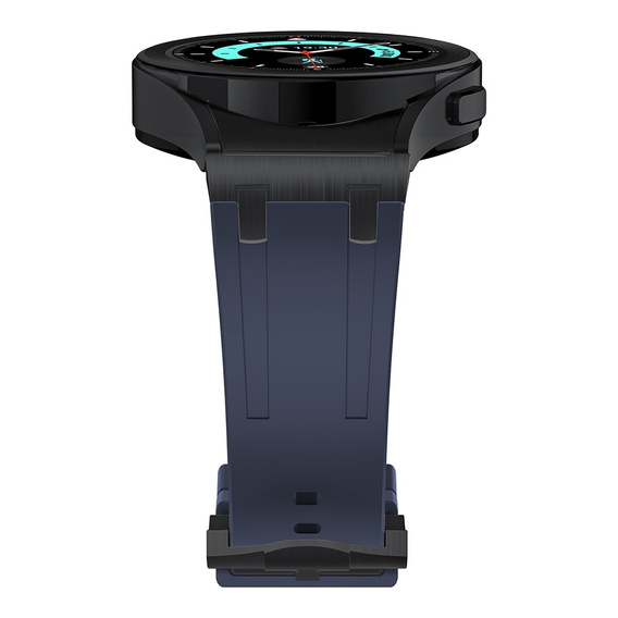 Pasek silikonowy do Samsung Galaxy Watch 4/5/6/7/FE 40/42/43/44/45/46/47mm, Granatowy / czarna klamra