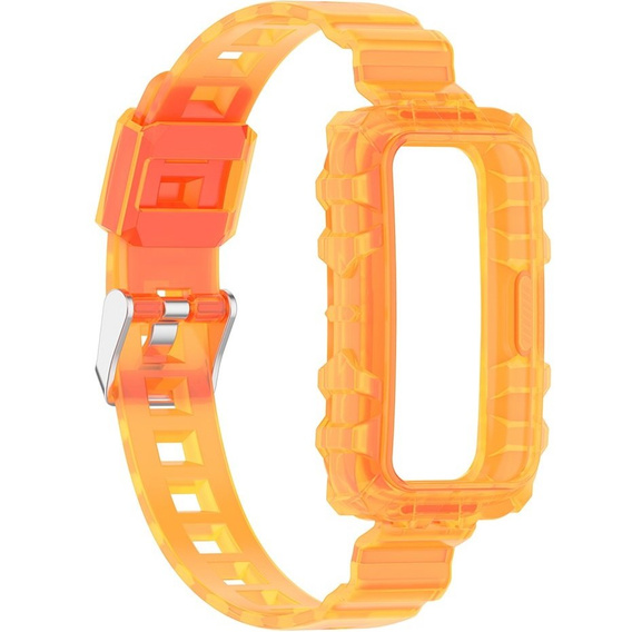 Pasek Silikonowy do Huawei Band 8 / Huawei Band 9 / Huawei Band 10, Przezroczysty Pomarańczowy
