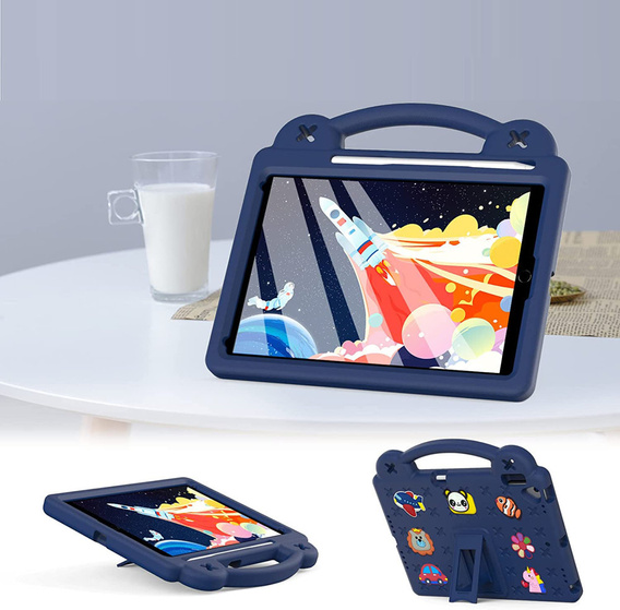 Etui do iPad 10.2" 2021/2020/2019 (9/8/7 gen.) / Air 10.5" 2019 (3 gen.) , Cute Patterns, z podstawką, Granatowe