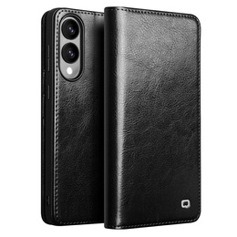 Etui z klapką ze skóry naturalnej do Samsung Galaxy S25 Edge – elegancka ochrona i funkcjonalność - czarne
