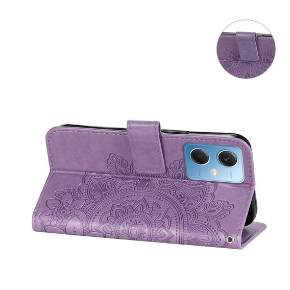 Etui z klapką do Xiaomi Redmi Note 12 5G / POCO X5 5G, Mandala, fioletowe
