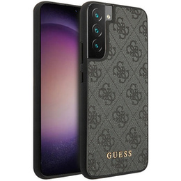 Etui GUESS do Samsung Galaxy S23, 4G Metal Gold Logo, szare