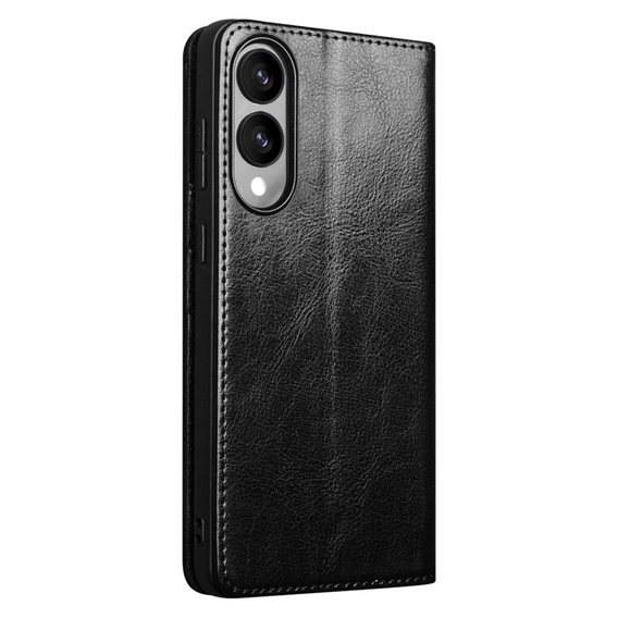 Etui z klapką ze skóry naturalnej do Samsung Galaxy S25 Edge – elegancka ochrona i funkcjonalność - czarne